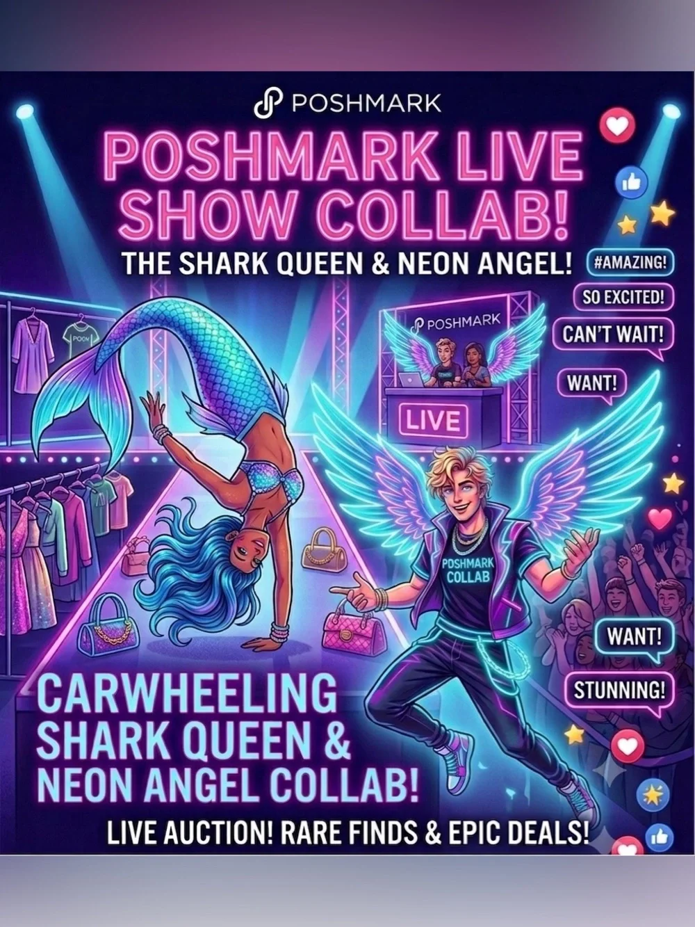 🦈 THE SHARK QUEEN x NEON ANGEL🪽COLLAB SHARE SHOW! ❤️